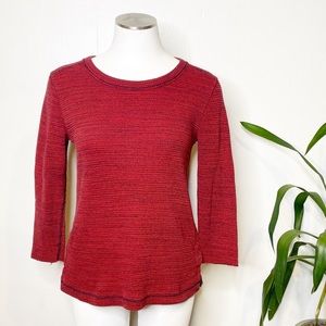 Madewell | 3/4 Sleeve Red Blue Thermal Button